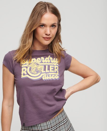 Superdry Women’s Roller Disco T-Shirt Purple / Soot Purple - Size: 16