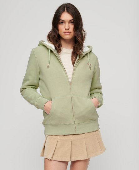 Superdry Women’s Essential Borg Lined Zip Hoodie Green / Sea Green - Size: 16