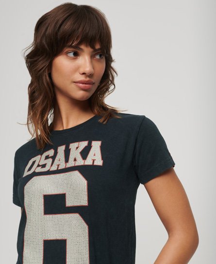 Superdry Women’s Osaka 6 Embellished 90s T-Shirt Navy / Eclipse Navy - Size: 14