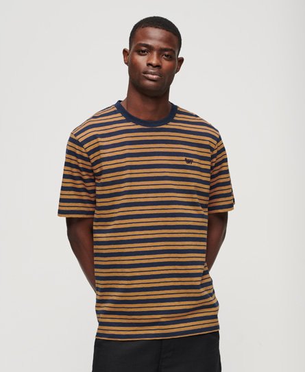 Superdry Men’s Relaxed Stripe T-Shirt Brown / Camel Stripe - Size: Xxl