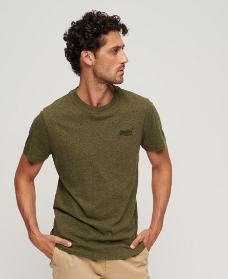 Superdry Men’s Organic Cotton Essential Logo T-Shirt Green / Olive Fleck Marl - Size: L