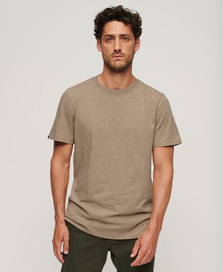 Superdry Men’s Crew Neck Slub Short Sleeve T-Shirt Brown / Sand Beige Grit - Size: XL