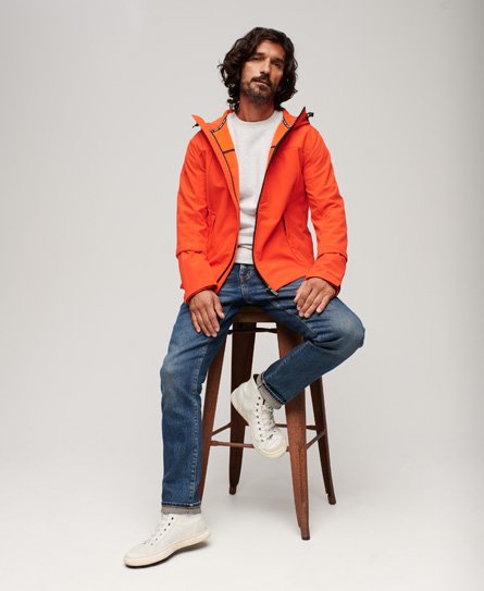 Superdry Men’s Fleece Lined Softshell Hooded Jacket Orange / Bold Orange - Size: XS
