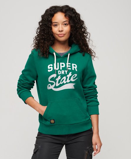 Superdry Women’s Scripted College Graphic Hoodie Green / Storm Green - Size: 8