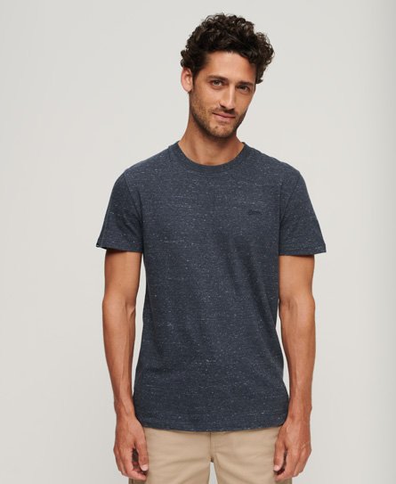 Superdry Men’s Organic Cotton Essential Small Logo T-Shirt Navy / Creek Navy Heather - Size: S