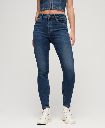 Superdry Women’s Organic Cotton High Rise Skinny Denim Jeans Blue / Salem Mid Blue - Size: 24/30