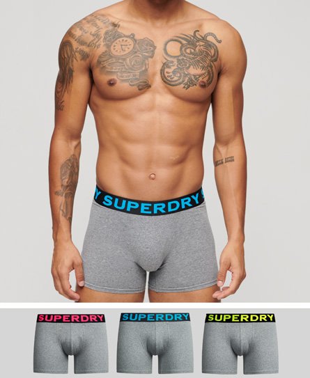 Superdry Men’s Organic Cotton Boxer Triple Pack Grey / Noos Grey Marl - Size: L