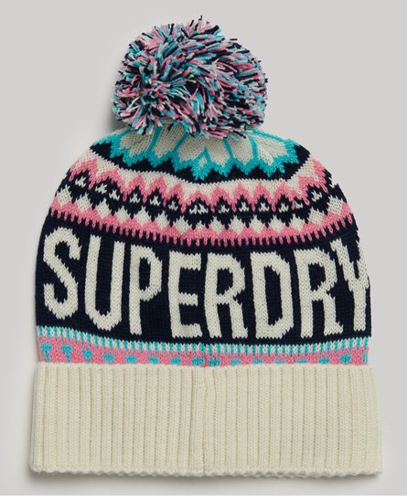 Superdry Women’s Fairisle Beanie Hat Cream / Ecru - Size: 1SIZE