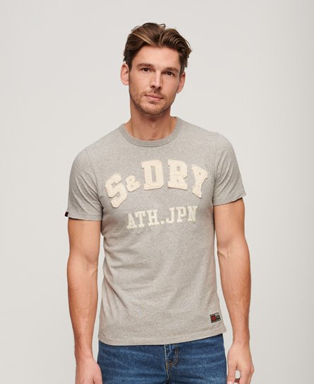 Superdry Men’s Vintage Athletic Short Sleeve T-Shirt Light Grey / Light Grey Marl - Size: L