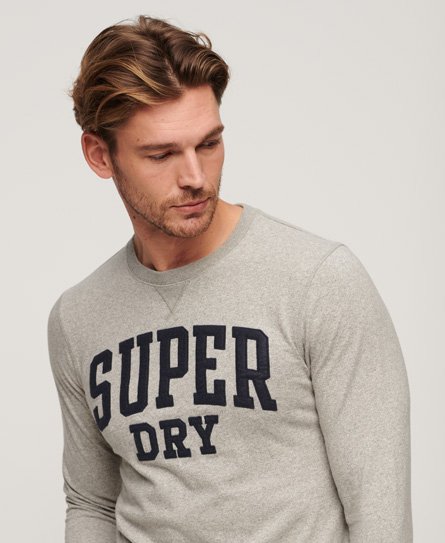 Superdry Men’s Athletic Long Sleeve Top Light Grey / Light Grey Marl - Size: L
