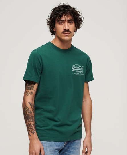 Superdry Men’s Vintage Logo Heritage Chest T-Shirt Green / Bengreen Marl - Size: S