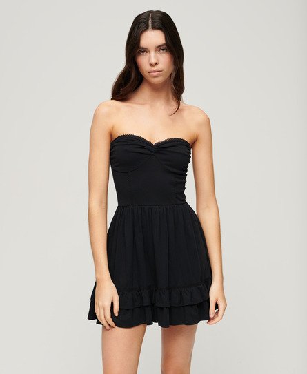 Superdry Women’s 50s Lace Bandeau Mini Dress Black - Size: 12