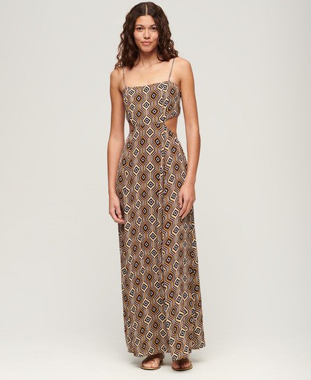 Superdry Women’s Sheered Back Maxi Dress Brown / Harriot Brown Print - Size: 10