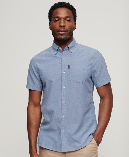 Superdry Men’s Oxford Short Sleeve Shirt Blue / Royal Blue - Size: L