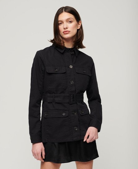 Superdry Women’s Cotton Belted Safari Jacket Black - Size: 8