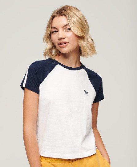 Superdry Women’s Essential Logo Retro T-Shirt White / Optic/ Richest Navy - Size: 16