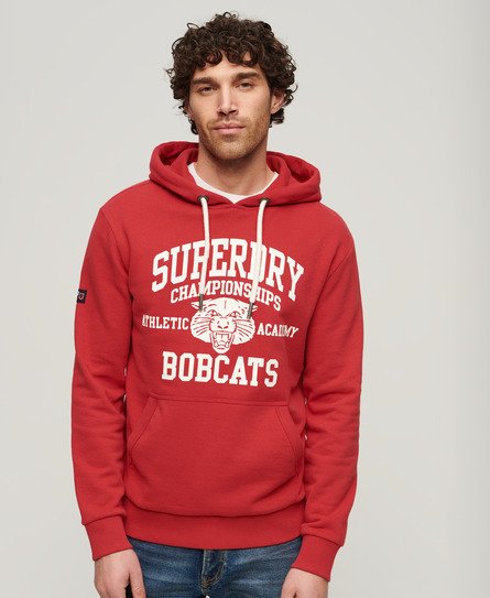 Superdry Men’s Track & Field Athletic Graphic Hoodie Red / Ferra Red Marl - Size: S