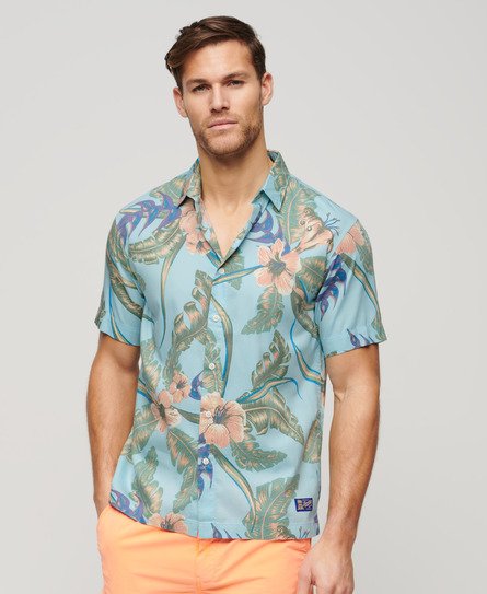 Superdry Men’s Hawaiian Shirt Blue / Eden Hawaiian Blue - Size: XL