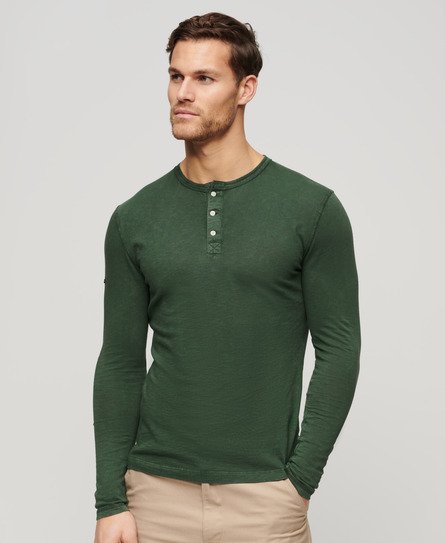 Superdry Men’s Long Sleeve Jersey Grandad Top Green / Ivy Green - Size: S