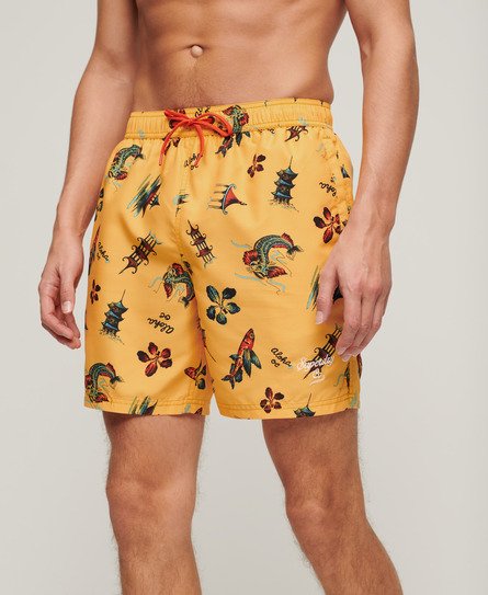 Superdry Men’s Recycled Hawaiian Print 17-inch Swim Shorts Yellow / Aloha Golden Yellow - Size: S