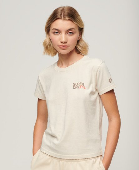 Superdry Women’s Sportswear Logo Fitted T-Shirt Cream / Rice White - Size: 14