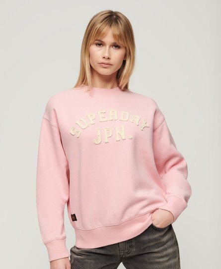 Superdry Women’s Applique Athletic Loose Sweatshirt Pink / Romance Rose Pink - Size: 10