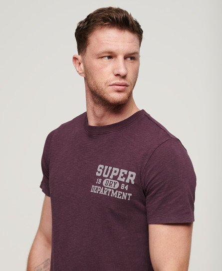 Superdry Men’s Athletic College Graphic T-Shirt Burgundy / Fig Purple Slub - Size: L
