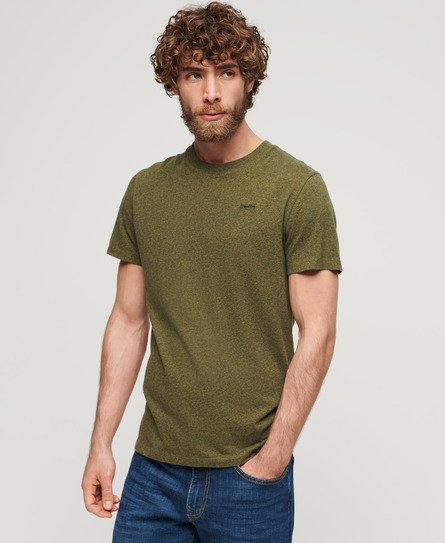 Superdry Men’s Organic Cotton Essential Small Logo T-Shirt Green / Olive Fleck Marl - Size: L