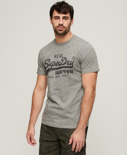 Superdry Men’s Vintage Logo T-Shirt Grey / Athletic Grey Marl - Size: L