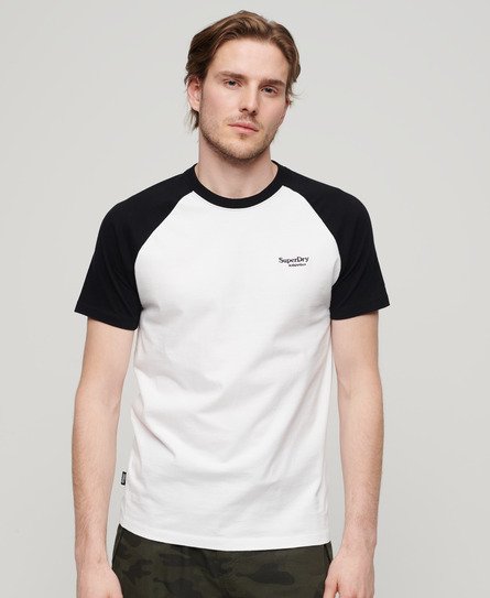 Superdry Men’s Organic Cotton Essential Logo Baseball T-Shirt White / Optic/black - Size: S