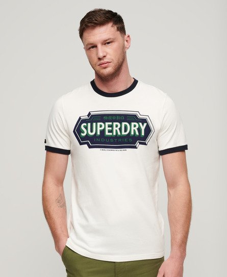 Superdry Men’s Ringer Workwear Graphic T-Shirt Navy / Winter White/Eclipse Navy - Size: XL