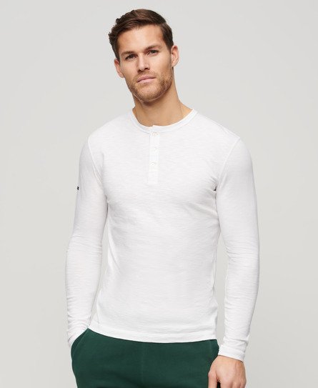 Superdry Men’s Long Sleeve Jersey Grandad Top White / Optic - Size: XL