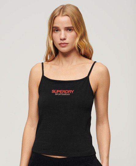 Superdry Women’s Sportswear Logo Fitted Cami Top Black - Size: 16