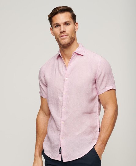 Superdry Men’s Studios Casual Linen Shirt Pink / Pastel Lilac - Size: S