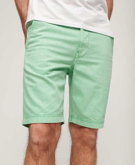 Superdry Men’s Officer Chino Shorts Green / Mint Turquoise - Size: 34