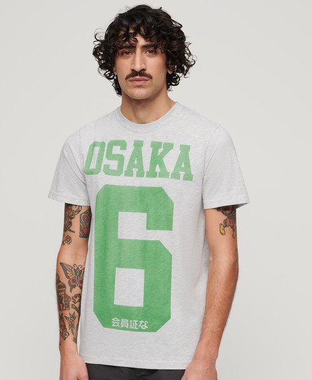 Superdry Men’s Osaka 6 Marl Standard T-Shirt Light Grey / Glacier Grey Marl - Size: Xxl