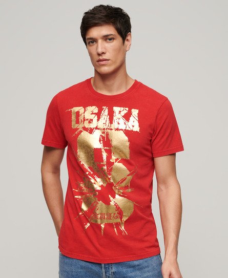 Superdry Men’s Osaka 6 Foil Standard T-Shirt Red / Risk Red - Size: XL