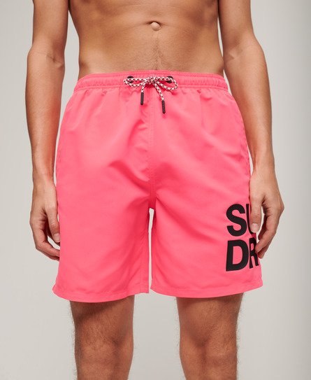 Superdry Men’s Sportswear Logo 17-inch Recycled Swim Shorts Pink / Shocking Pink - Size: S