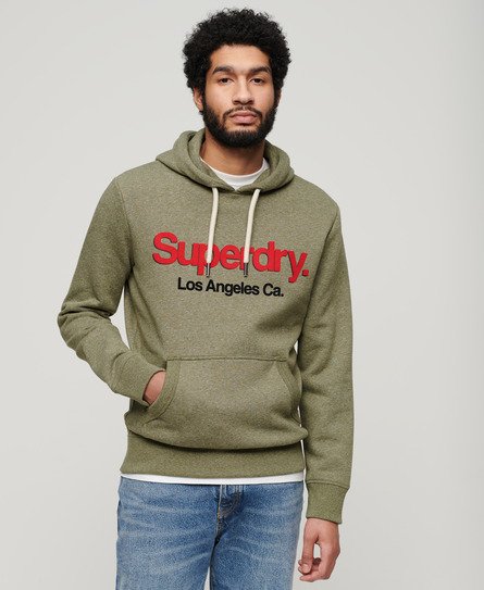 Superdry Men’s Core Logo Classic Hoodie Green / Hushed Olive Green Grit - Size: Xxl