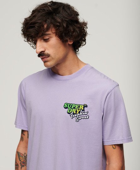 Superdry Men’s Neon Travel Loose T-Shirt Purple / Light Lavender Purple - Size: XL