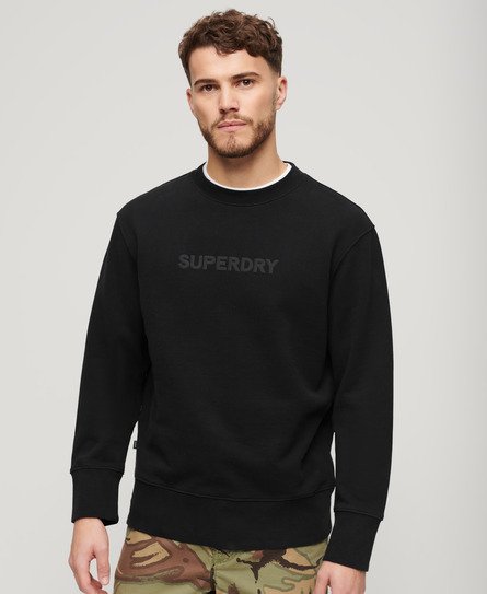 Superdry Men’s Sport Loose Crew Sweatshirt Black - Size: L