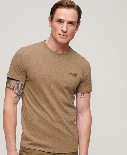 Superdry Men’s Organic Cotton Essential Logo T-Shirt Brown / Buck Tan Brown Marl - Size: S