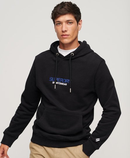Superdry Men’s Sportswear Logo Loose Hoodie Black - Size: L