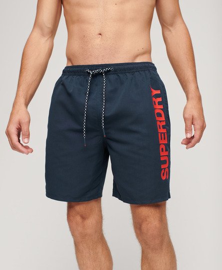 Superdry Men’s Sport Graphic 17-inch Recycled Swim Shorts Navy / Richest Navy - Size: M