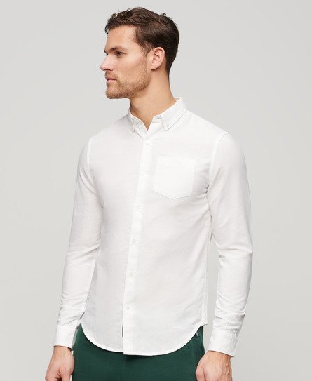 Superdry Men’s Organic Cotton Studios Linen Button Down Shirt White / Optic - Size: L