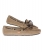 tan suede/brown stitch