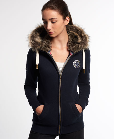 Applique Luxe Fur Zip Hoodie