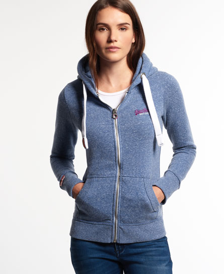 Womens - Orange Label Zip Hoodie in Sky Blue Marl | Superdry