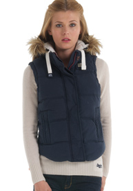 University bodywarmer met capuchon