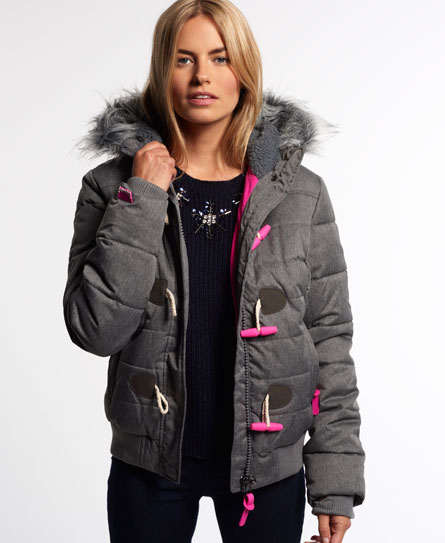 superdry grey and pink coat
